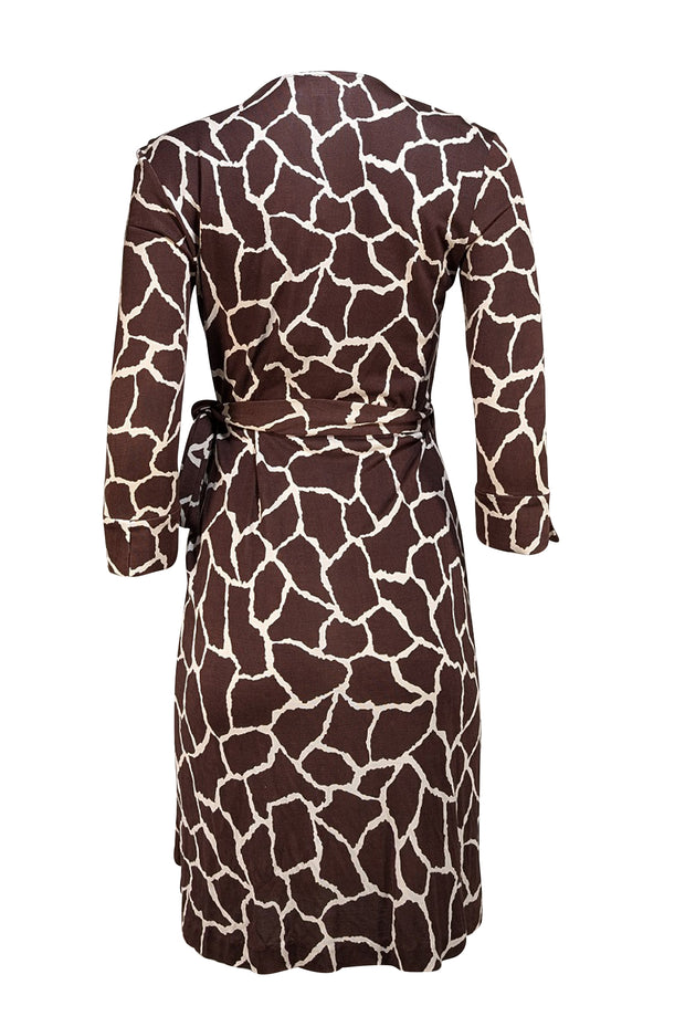 Diane von Furstenberg - Brown & Cream Print Wrap Dress Sz 6 - Current Boutique