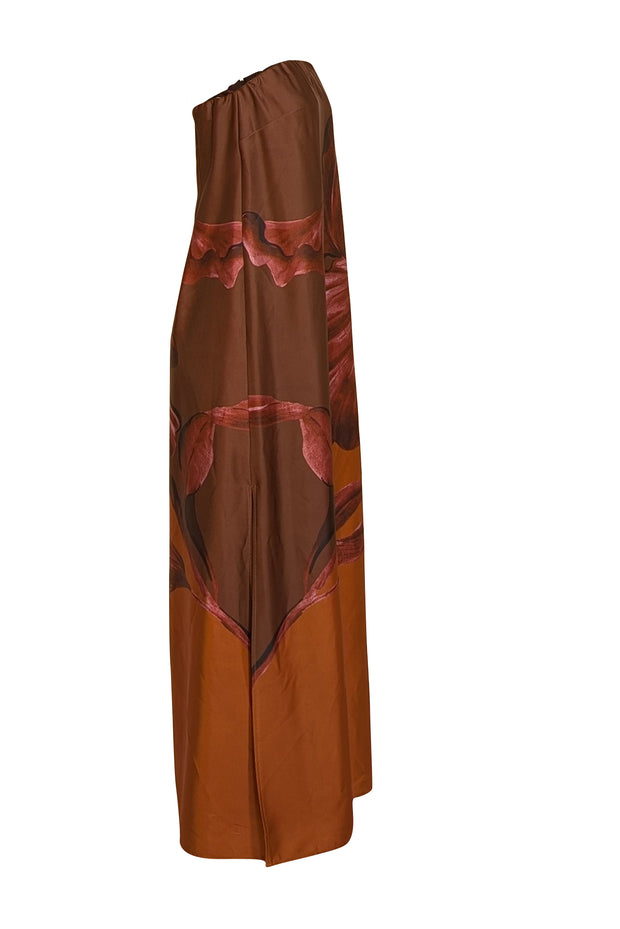 Pasuchas - Brown Strapless Floral Maxi Formal Dress Sz 8 - Current Boutique