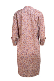 Burberry - Tan Floral Multi Mini Shirt Dress Sz 8 - Current Boutique