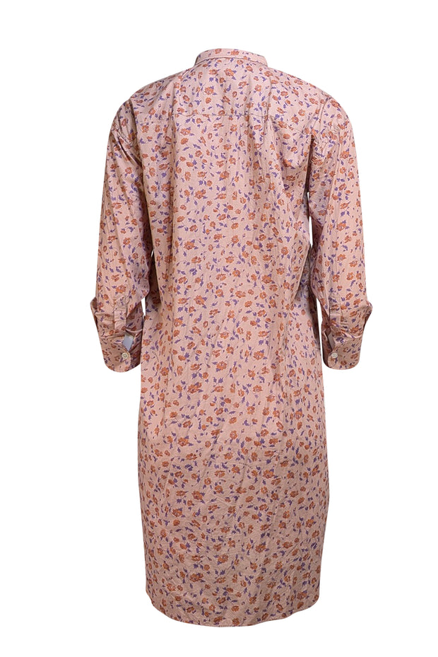 Burberry - Tan Floral Multi Mini Shirt Dress Sz 8 - Current Boutique