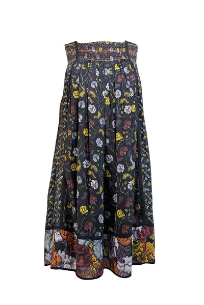 Proenza Schouler - Black w/ Yellow & White Floral Print Sleeveless Silk Dress Sz 2