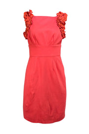 Trina Turk - Orange Ruffle Trim Sleeveless Sheath Dress Sz 6