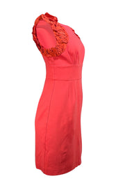 Trina Turk - Orange Ruffle Trim Sleeveless Sheath Dress Sz 6