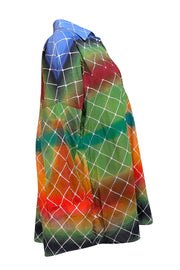 Akris Punto - Rainbow Ombre Diamond Print Collared Shirt Sz 14 - Current Boutique