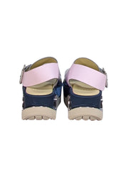 4CCCCEES - Pastel Pink, Navy, Silver, & Beige Strappy Platform Sandals Sz 7 - Current Boutique