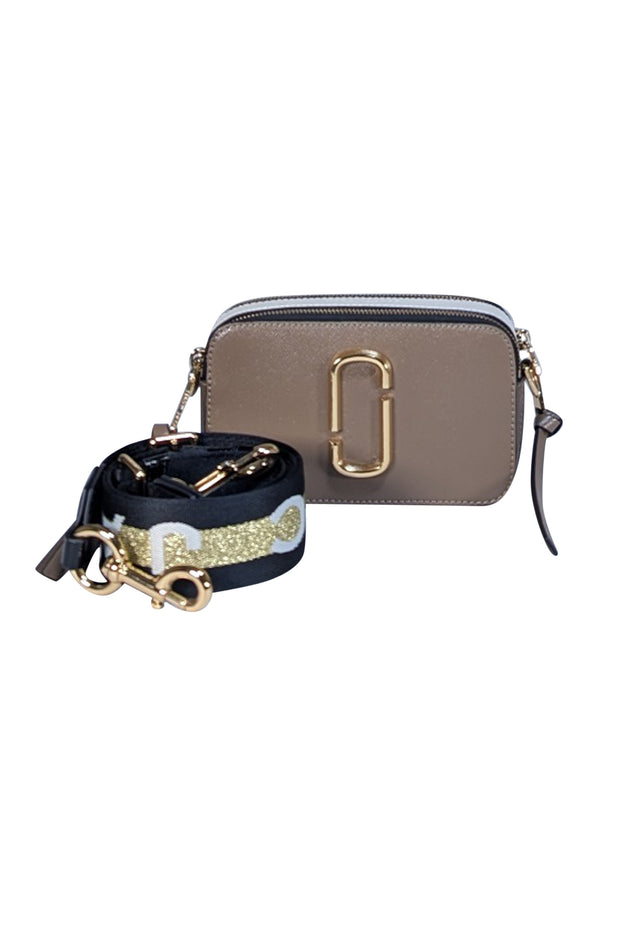 Marc Jacobs - Dark Beige Saffiano Leather "Snapshot" Crossbody Bag - Current Boutique