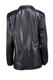 Lauren Ralph Lauren - Black Croc Embossed Leather Blazer Sz L - Current Boutique