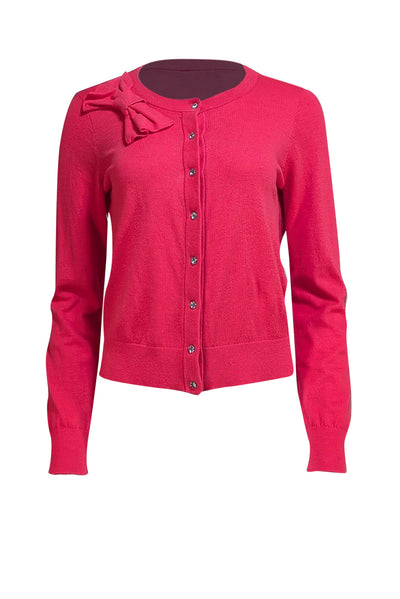 Kate Spade - Fuchsia Pink w/ Rhinestone Buttons Cardigan Sz M - Current Boutique