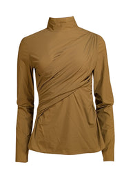 Sies Marjan - Olive Green Mockneck Blouse Sz 6 - Current Boutique