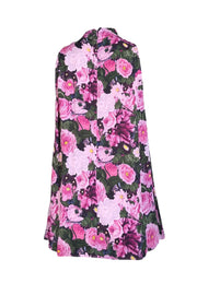 Lela Rose - Pink, Purple, & Black Floral Print Sleeveless Mock Neck Blouse Sz 6