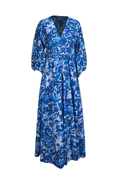Lela Rose - Multi Blue Floral Print Maxi Dress Sz 6 Lela Rose - Multi Blue Floral Print Maxi Dress Sz 6