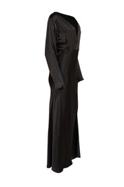 Lapointe - Black Satin Slit Front Formal Dress Sz 2 - Current Boutique