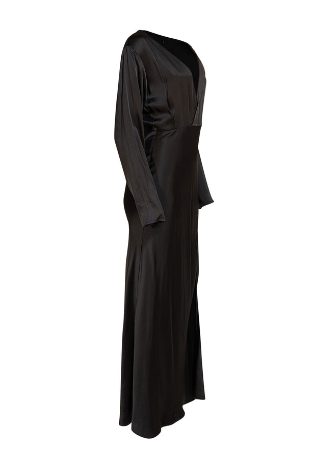 Lapointe - Black Satin Slit Front Formal Dress Sz 2 - Current Boutique