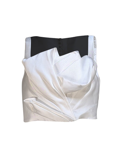 Lela Rose - White Draped Tulip Crop Tank Top Sz 6 - Current Boutique