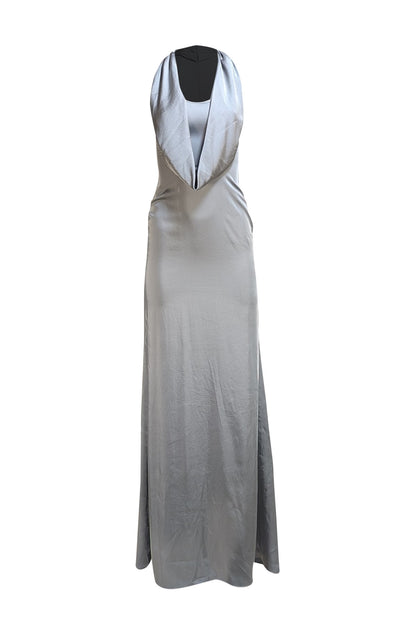 Lapointe - Grey Satin Cowl Neck Formal Dress Sz 00 - Current Boutique