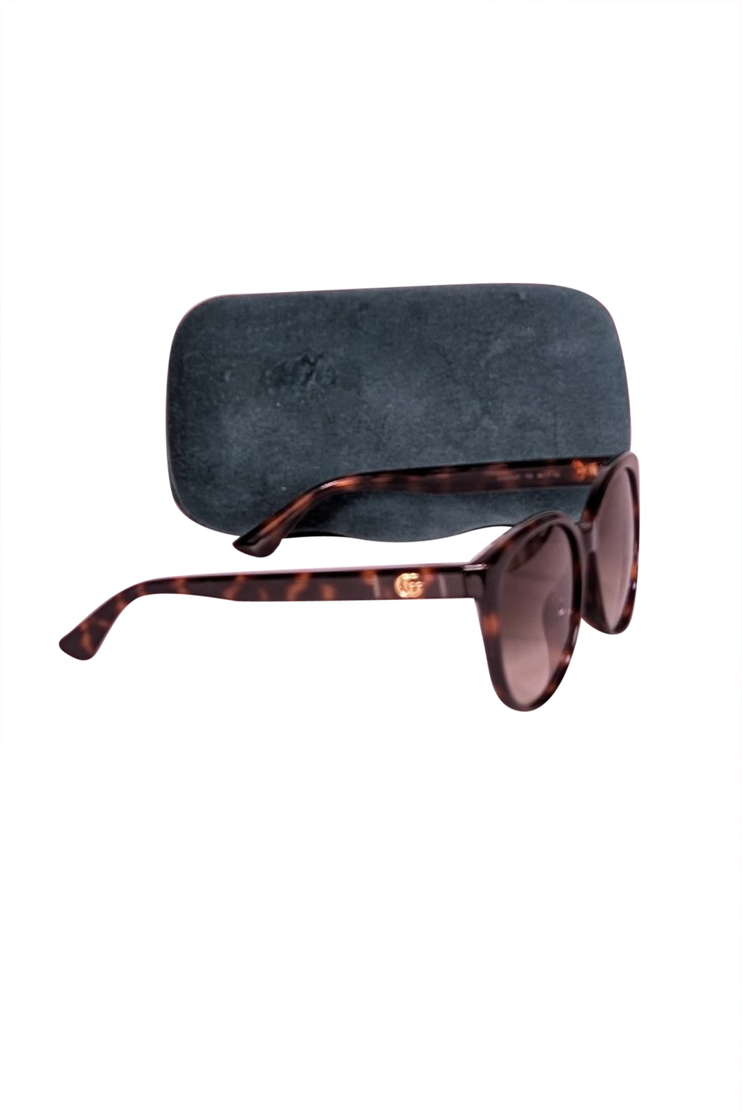 Gucci brown tortoise round sunglasses Gucci Round Sunglasses Brown Tortoise With Gold Logo On  main image 4