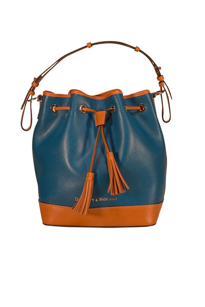 Dooney & Bourke - Teal Blue Leather Large Bucket Bag - Current Boutique