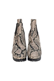 All Saints - Beige & Black Snake Skin Print Short Boots Sz 9 - Current Boutique