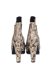 All Saints - Beige & Black Snake Skin Print Short Boots Sz 9 - Current Boutique