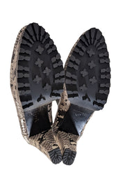 All Saints - Beige & Black Snake Skin Print Short Boots Sz 9 - Current Boutique