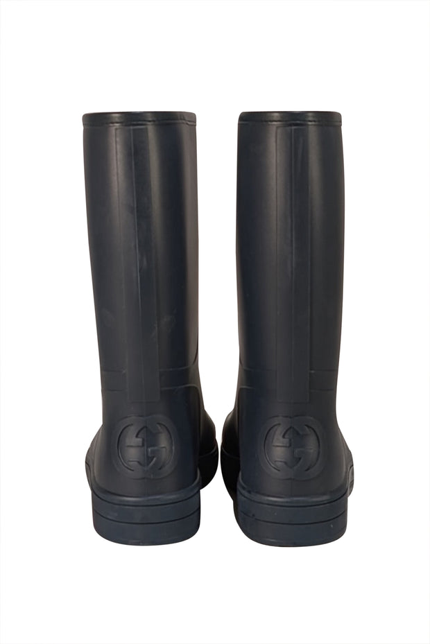 Gucci - Navy Rubber Midcalf Rain Boots Sz 11