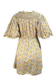 Rebecca Taylor - Yellow & White Floral Cotton Puff Sleeve Dress Sz M