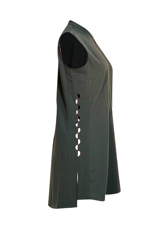 Akris Punto - Green Shift W/ Cutouts Mini Dress Sz 8 - Current Boutique