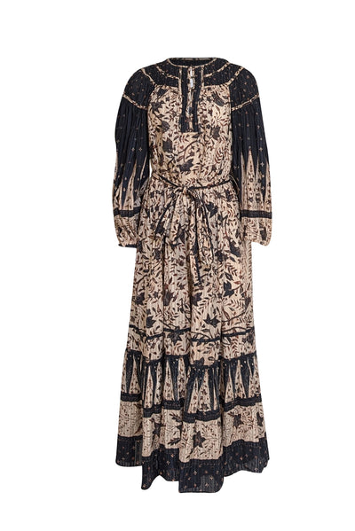 Ulla Johnson - Light Pink & Navy Print Long Sleeve Dress Sz 10 - Current Boutique