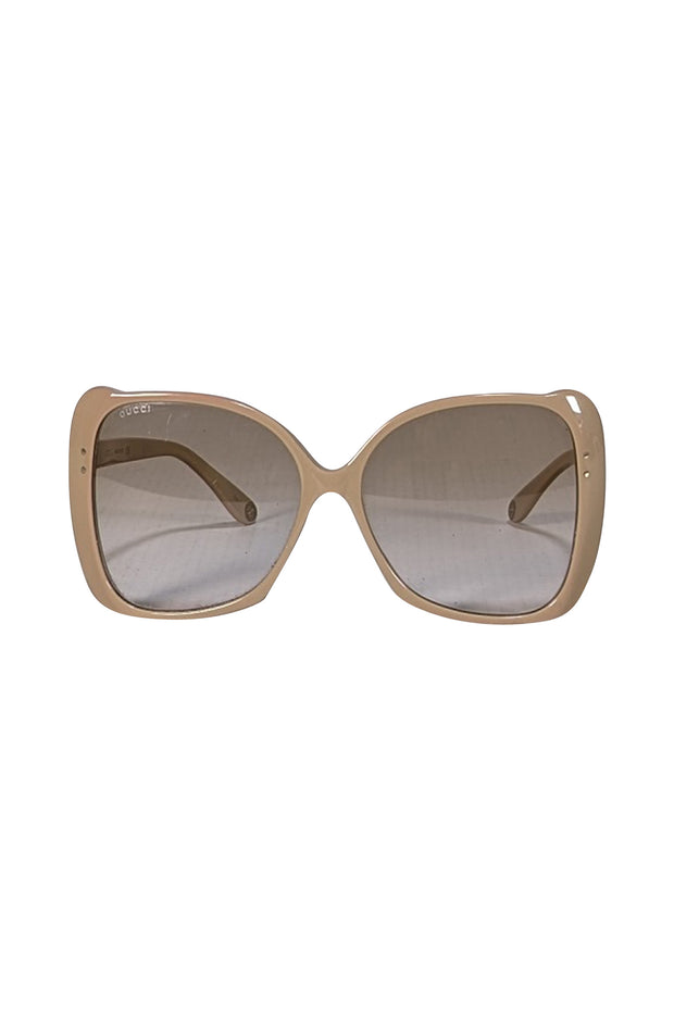 Gucci - Beige Large Square Sunglasses - Current Boutique