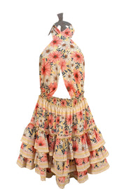 Agua Bendita - Yellow, Pink, & White Floral Halter "Maona" Mini Dress Sz M - Current Boutique
