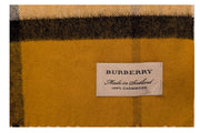 Burberry - Mustard Yellow Plaid Cashmere Fringe Trim Scarf