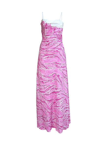Aje - Ivory & Pink Print "Clarice" Draped Maxi Dress Sz 0 - Current Boutique