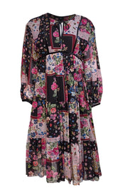 Johnny Was - Black, Beige, & Multi Color Floral Dress Sz XS - Current Boutique