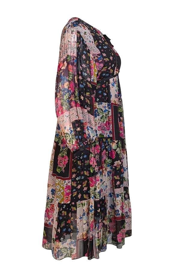 Johnny Was - Black, Beige, & Multi Color Floral Dress Sz XS - Current Boutique