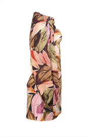 Acler - Green, Pink, & Brown Print Bust Cut Out Long Sleeve Mini Dress Sz 2 - Current Boutique