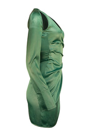 Nanushka - Green Satin Button Wrap Dress Sz XS - Current Boutique