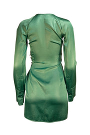 Nanushka - Green Satin Button Wrap Dress Sz XS - Current Boutique