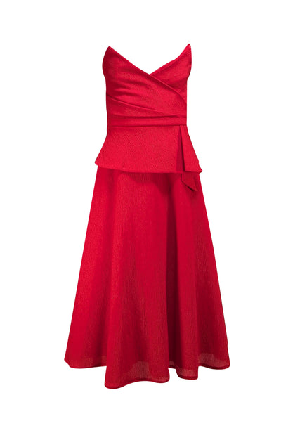 BCBG Max Azria - Red Strapless Peplum "Tessa" Dress Sz 2 - Current Boutique