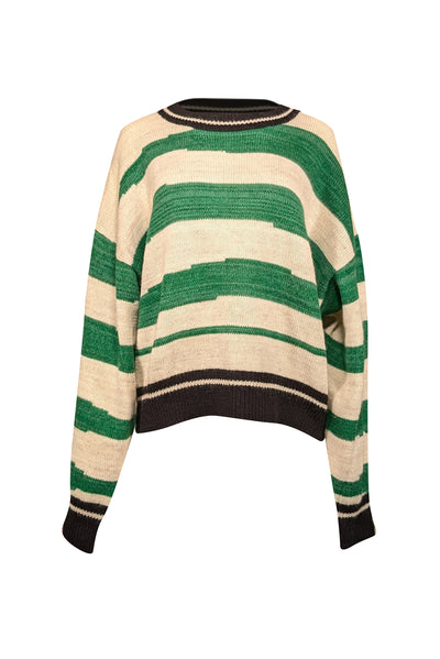 Isabel Marant - Green, Cream, & Black Striped Alpaca Blend Sweater Sz 12