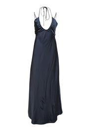 A.L.C. - Black "Sienna" Halter Neck Satin Midi Dress Sz 4 - Current Boutique