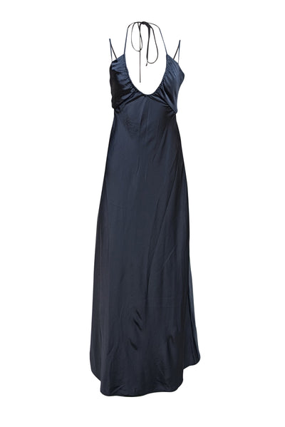 A.L.C. - Black "Sienna" Halter Neck Satin Midi Dress Sz 4 - Current Boutique