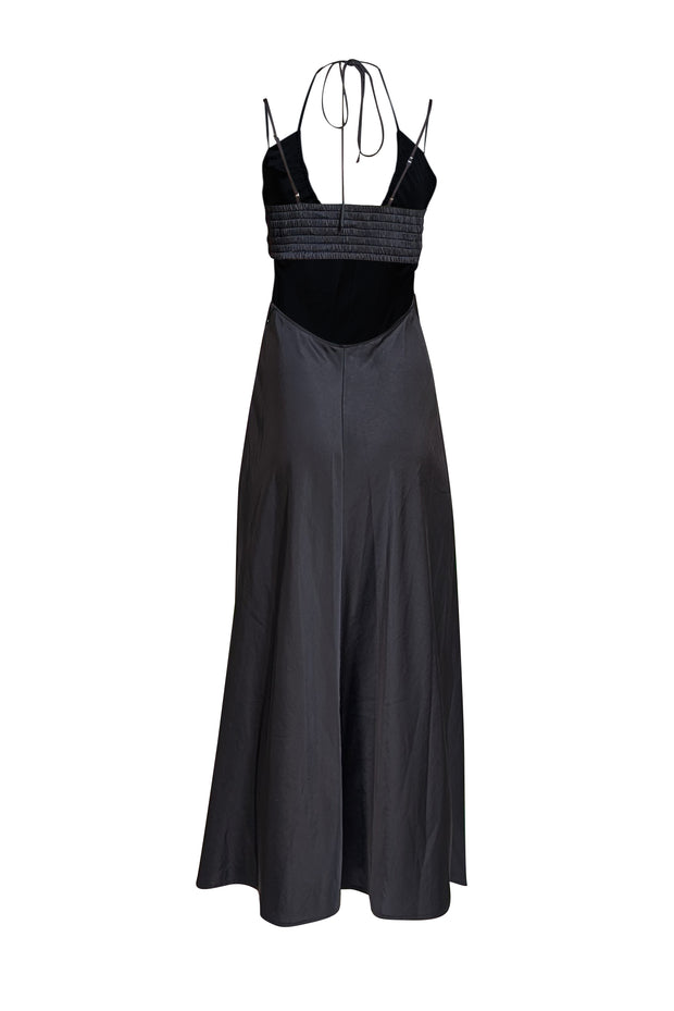 A.L.C. - Black "Sienna" Halter Neck Satin Midi Dress Sz 4 - Current Boutique