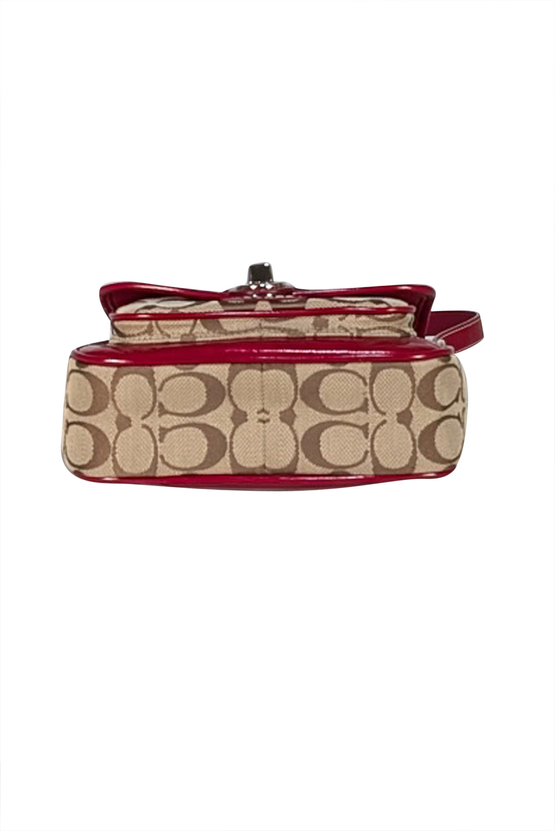Coach - Beige Monogram Canvas Shoulder Bag w/Red Patent  display picture 1