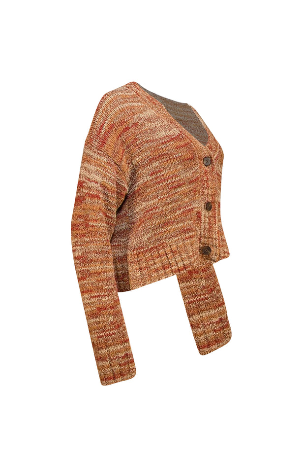 RE/DONE - Tan, Red, & Beige Blend Cardigan Sweater Sz S - Current Boutique