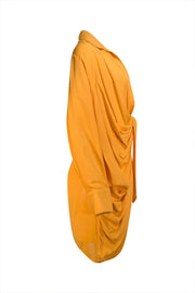 Jacquemus - Orange Open Front Knot Waist Ruched "Le Splash" Dress Sz 8 - Current Boutique