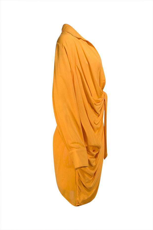 Jacquemus - Orange Open Front Knot Waist Ruched "Le Splash" Dress Sz 8 - Current Boutique