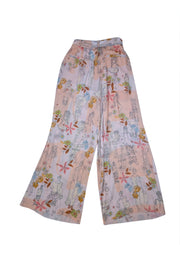 Missoni - Pale Pink Velvet Print Wide Leg Pant Sz 4 - Current Boutique