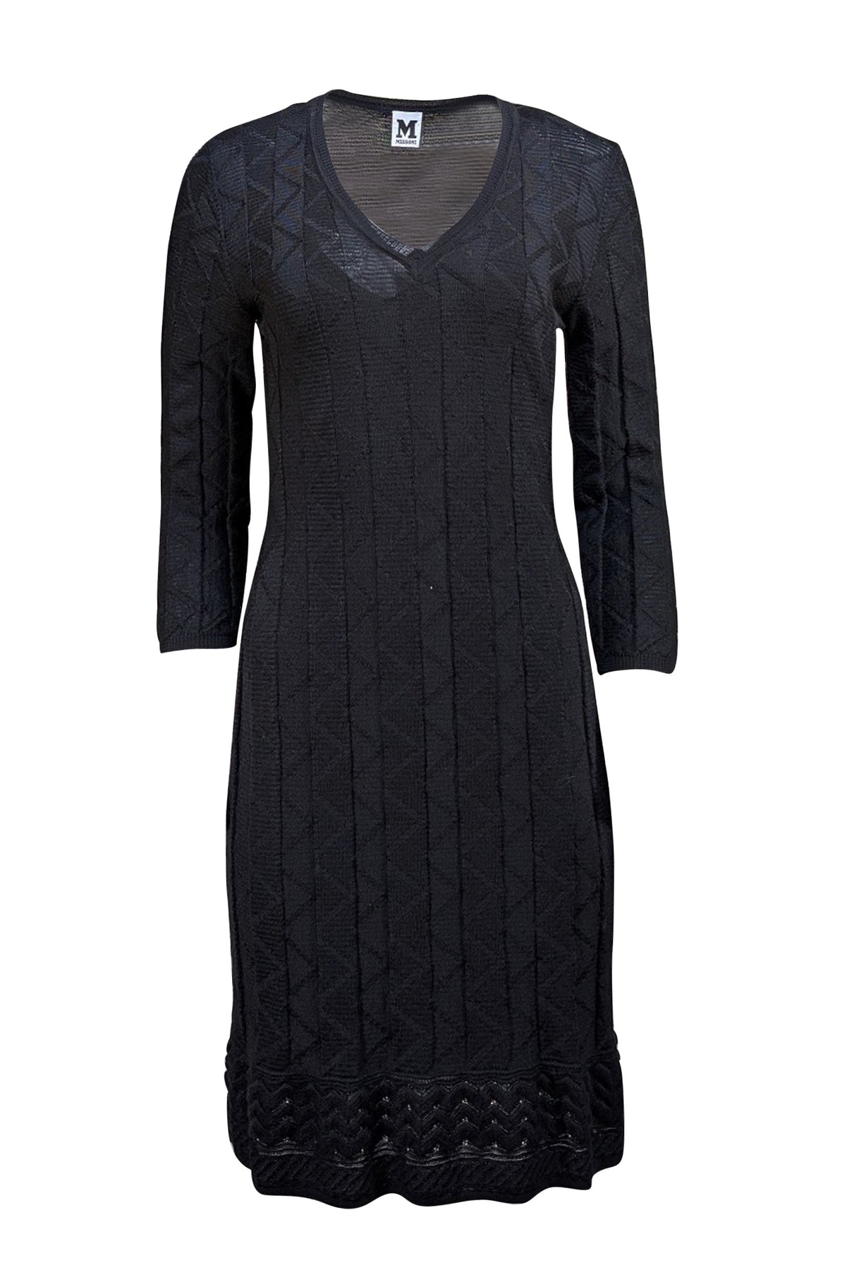 Missoni - Black Knit Midi Length Dress Sz 8 - Current Boutique
