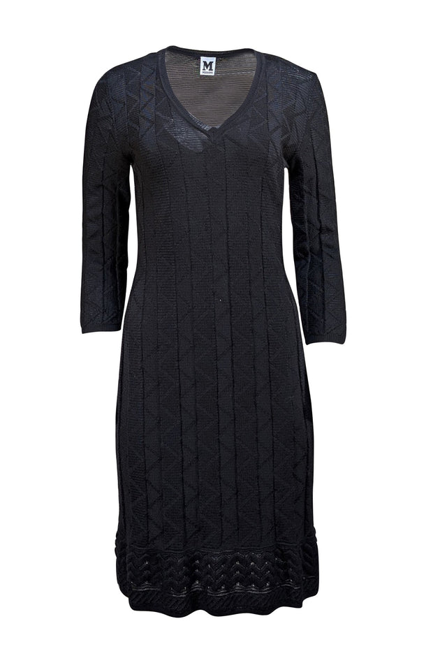Missoni - Black Knit Midi Length Dress Sz 8 - Current Boutique