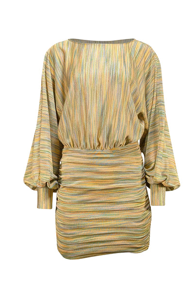 Ramy Brook - Green & Multi Color Stripe Knit Long Sleeve Mini Dress Sz Ramy Brook - Green & Multi Color Stripe Knit Long Sleeve Mini Dress Sz